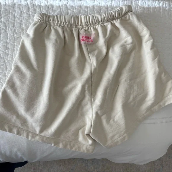 Daily Drills Sweat Shorts in Sand with Pink Patch - Picture 3 of 4